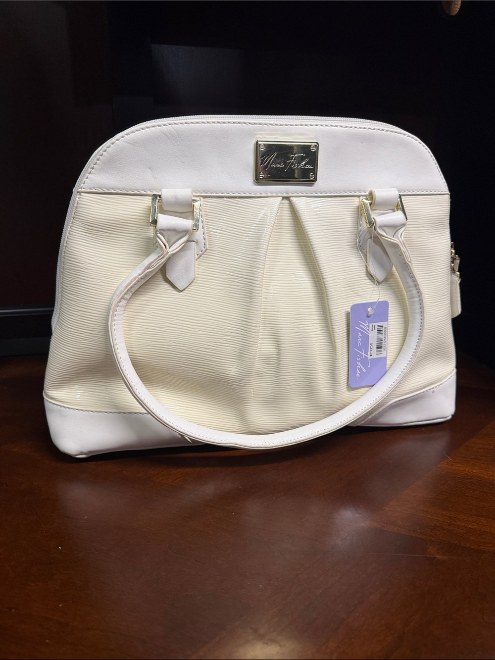 Marc Fisher Cream and White Dome-Top Shoulder Bag
